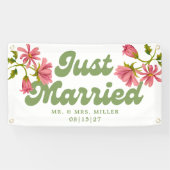 Pink Punch Just Married Car Banner (Horizontaal)