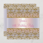 Pink Purple 13e Invitation de fête d'anniversaire  (Devant / Derrière)