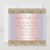 Pink Purple 13e Invitation de fête d'anniversaire  (Dos)