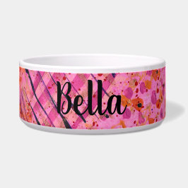 Pink Purple Abstract Painting Ceramic Pet Bowl Voerbakje