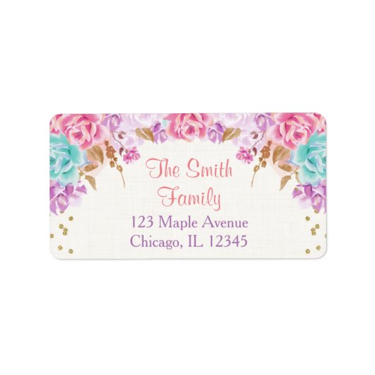 pink purple and teal return address labels (Voorkant)