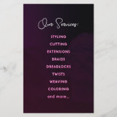 Pink purple black hair salon Flyer (Achterkant)