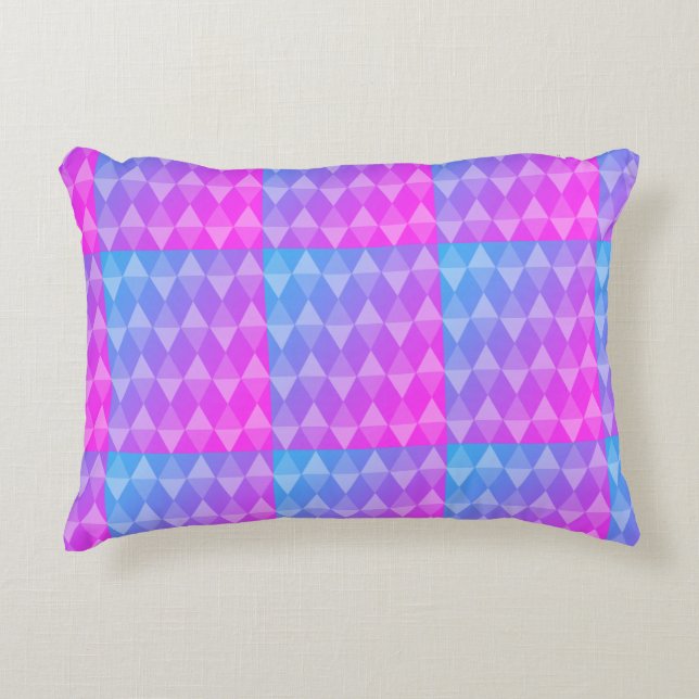 Pink, Purple, Blue Diamond Pattern Accent Kussen (Voorkant)