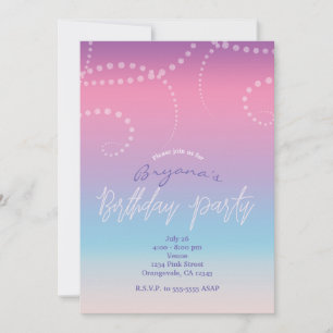 Pink Purple Blue Glam Invitations de fête d'annive