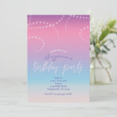 Pink Purple Blue Glam Invitations de fête d'annive (Debout devant)