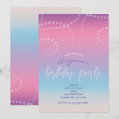 Pink Purple Blue Glam Invitations de fête d'annive (Devant / Derrière)