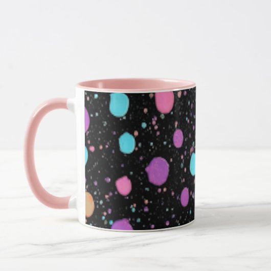 Pink Purple Blue Polka Dots pattern Design Mok (Links)