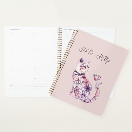 Pink Purple Blush Flowers Heart Love Cat (Devant avec enveloppe)