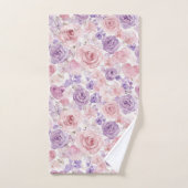 Pink Purple Blush Flowers Hearts   Bad Handdoek (Handdoek)