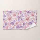 Pink Purple Blush Flowers Hearts   Bad Handdoek (Handdoek)