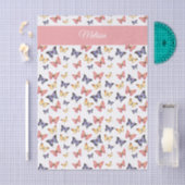 Pink Purple Butterflies Custom Name Tissuepapier (Craft)