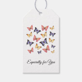 Pink Purple Butterflies Modern Script  Cadeaulabel