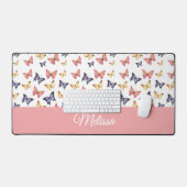 Pink Purple Butterflies Monogram Name Bureaumat (Keyboard & Muis)