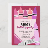Pink & Purple Crayon Box Birthday Party Invitation (Devant)