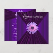 Pink Purple Daisy Purple Quinceanera Invitations (Devant / Derrière)
