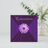 Pink Purple Daisy Purple Quinceanera Invitations (Debout devant)