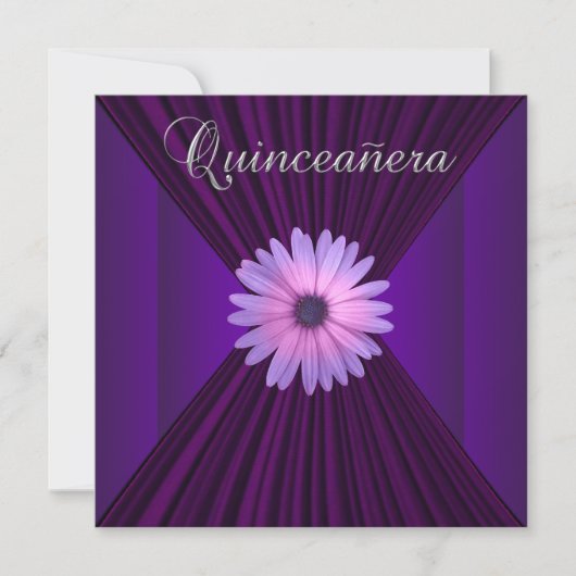 Pink Purple Daisy Purple Quinceanera Invitations (Devant)