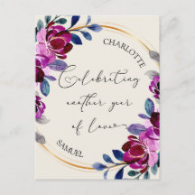 Pink Purple Floral Celebrate Love Anniversary 