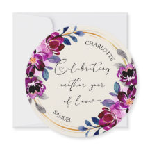Pink Purple Floral Celebrate Love Anniversary Card