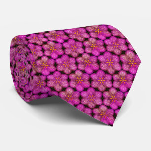 Pink Purple Flowers Pattern, Elegant Semi Abstract Stropdas