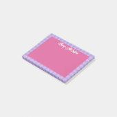 Pink Purple Gingham Border Name In Cool Script Post-it® Notes (Schuin)