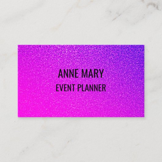 Pink Purple Glitter Event Wedding Planner Girly Visitekaartje (Voorkant)