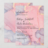 Pink Purple Gold Vintage Wedding Invitation (Devant / Derrière)