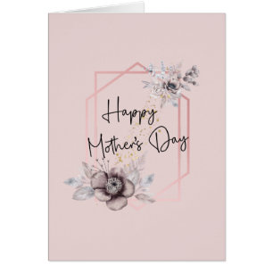 Pink Purple Gray Floral Mothers Day Card 
