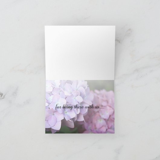 © Pink & Purple Hydrangeas Mariage Merci (Intérieur)