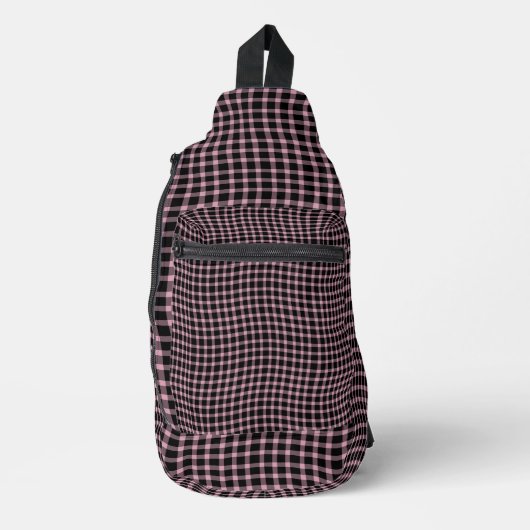 Pink Purple Plaid Checker Seamless Pattern Sling Bag (Voorkant)