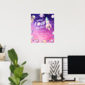 Pink Purple Planet Space Girl's Birth Affiche de b (Bureau à domicile)
