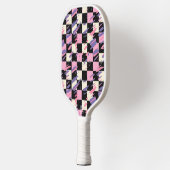 Pink & Purple Retro Checkered Pickleball Paddle (Links)