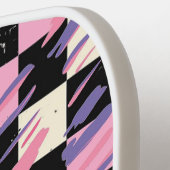 Pink & Purple Retro Checkered Pickleball Paddle (Links Detail)