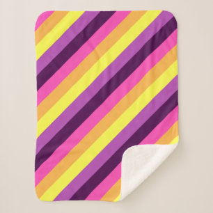 Pink Purple Retro Stripes Petite couverture Sherpa