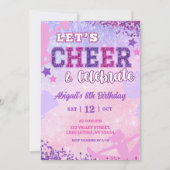 Pink Purple Sequin Cheerleader Girl Birthday Kaart (Voorkant)