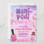 Pink Purple sequin MANI PEDI Party birthday Kaart (Voorkant)
