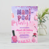 Pink Purple sequin MANI PEDI Party birthday Kaart (Staand voorkant)