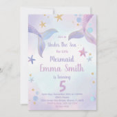 Pink Purple Sirène Invitations Anniversaire (Devant)