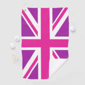 Pink & Purple Union Jack/Flag Golfhanddoek (Insitu)