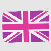 Pink & Purple Union Jack/Flag Golfhanddoek (Horizontaal)