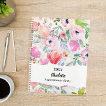 Pink purple watercolored flowers 2026<br><div class="desc">Watercolored flowers in blush pink and purple. A soft blush pink background,  decorated with a large bow.</div>