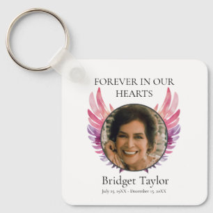 Pink & Purples Angel Wings Funeral Photo Memorial Sleutelhanger