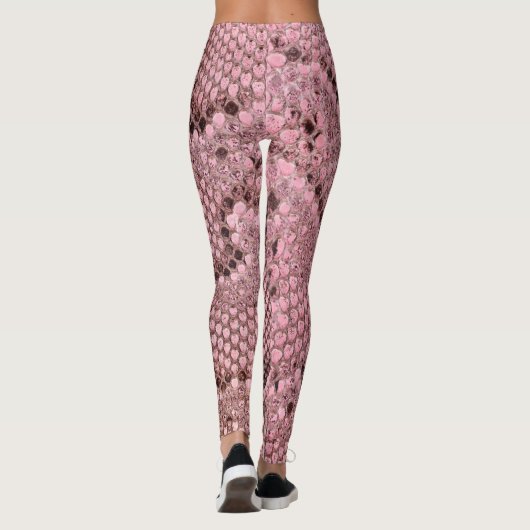 Pink Python Snake Print Leggings femmes (Dos)
