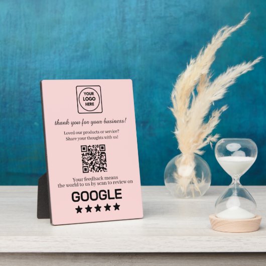 Pink QR Code | Google Business Rating Display Fotoplaat (Zijkant)