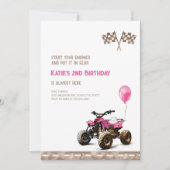Pink Quad Bike 2e Invitation anniversaire (Devant)