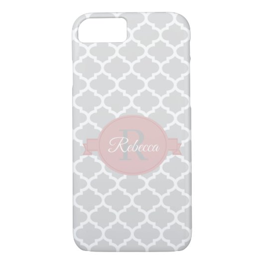 Pink Quatrefoil coque iphone Coque-Mate personnali (Dos)