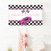 Pink Race Car Birthday Party Spandoek (Insitu)