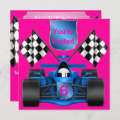 PINK Racing Invitation Kaart (Voorkant / Achterkant)