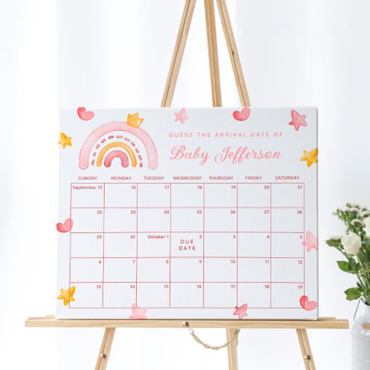 Pink Rainbow Guess uitgerekende datum Kalender Pos Poster