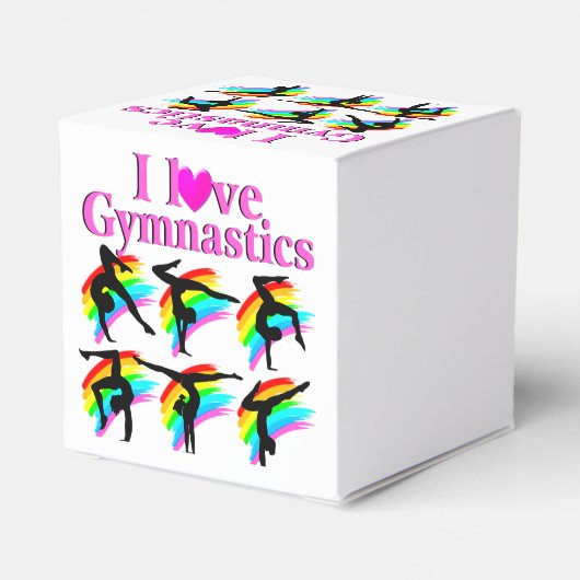 PINK RAINBOW IK HOU VAN GYMNASTISCH ONTWERP BEDANKDOOSJES (Achterkant)